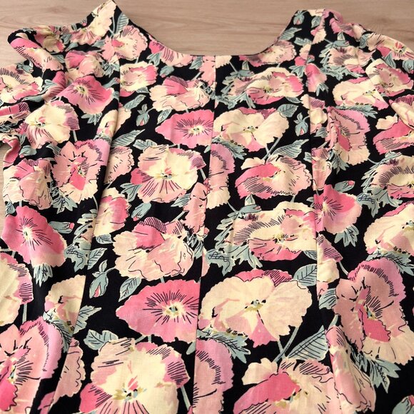 Vintage 90s Ashley Brooke Long Sleeve Floral Rayon Swing Dress VTG 10 / Modern 6 - Picture 13 of 15